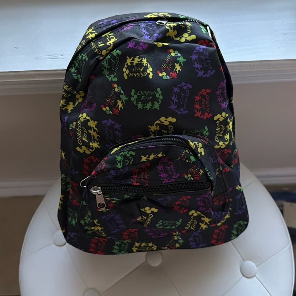 Children's first colorful black bagpack